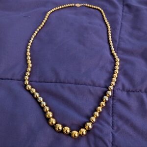 Vintage Napier Graduated Bead Necklace Gold Tone